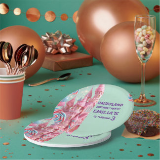 Pastel Candyland 3e Verjaardag Papieren Borden Bordje