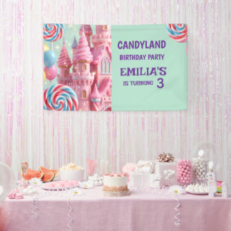 Pastel Candyland 3e Verjaardagsfeest Banner
