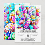 Pastel Candyland Afdrukbare Verjaardag Kaart (Voorkant / Achterkant)