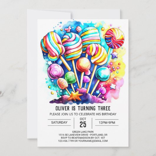 Pastel Candyland Kids Verjaardag Kaart (Voorkant)