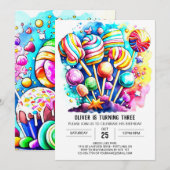 Pastel Candyland Kids Verjaardag Kaart (Voorkant / Achterkant)