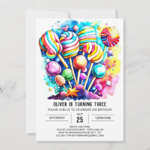 Pastel Candyland Kids Verjaardag Kaart