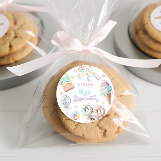 Pastel Candyland Sweet Celebration Verjaardagsfees Ronde Sticker