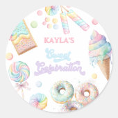 Pastel Candyland Sweet Celebration Verjaardagsfees Ronde Sticker (Voorkant)