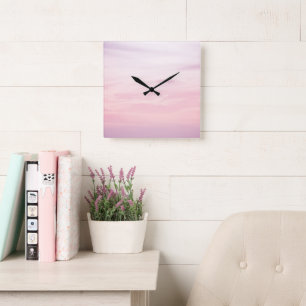 Pastel Caribbean Sunset Sky 1 #natuur #art Vierkante Klok
