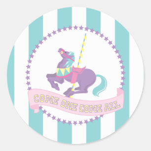 Pastel Carnaval Stickers met Carrousel Paard