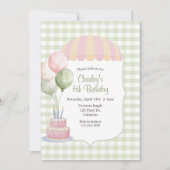 Pastel Carnaval Verjaardag | Vintage | Gingham Kaart (Voorkant)