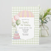 Pastel Carnival Birthday | Vintage | Gingham Kaart (Staand voorkant)
