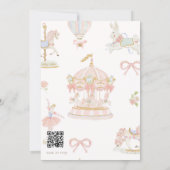 Pastel Carousel Baby Shower with rsvp QR code Kaart (Achterkant)