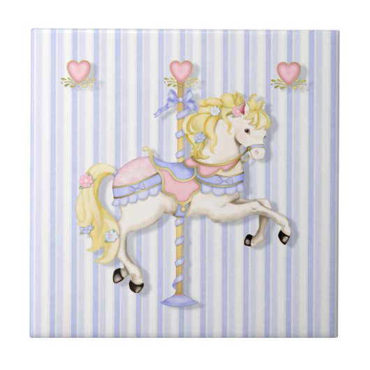 Pastel Carousel Pony Tegeltje (Voorkant)