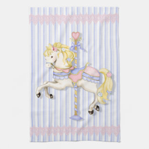 Pastel Carousel Pony Theedoek