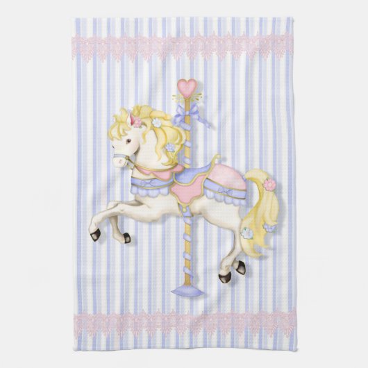 Pastel Carousel Pony Theedoek (Verticaal)