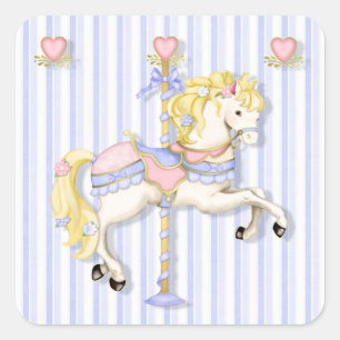 Pastel Carousel Pony Vierkante Sticker