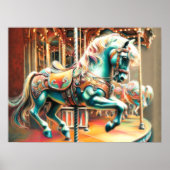 Pastel Carrousel Paard Merry Go Round Poster (Voorkant)