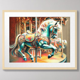 Pastel Carrousel Paard Merry Go Round Poster