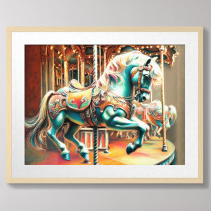 Pastel Carrousel Paard Merry Go Round Poster