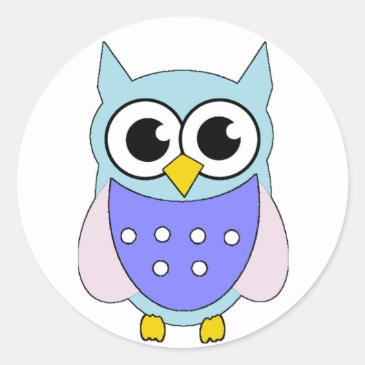 Pastel Cartoon Uil Sticker (Voorkant)