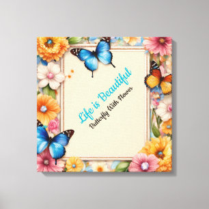 Pastel Cartoon Vlinders Canvas Poster – Schattig Afdruk