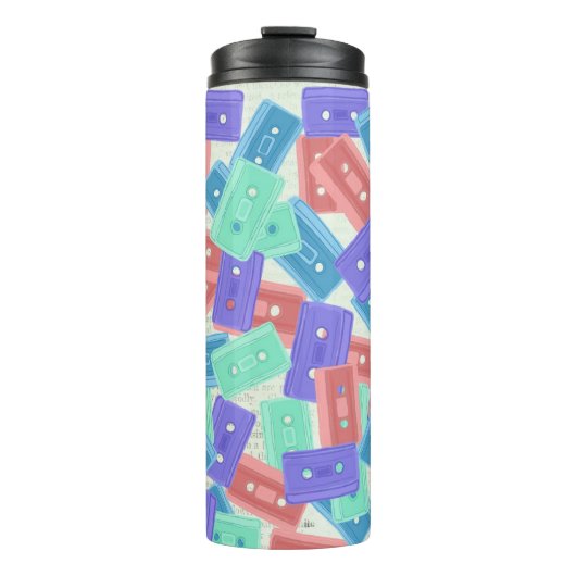 Pastel Cassettebandjes - jaren 90 esthetische muzi Thermosbeker (Voorkant)
