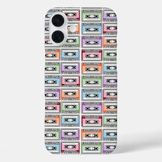 Pastel Cassettebandjes Retro Patroon Case-Mate iPhone Case (Achterkant)