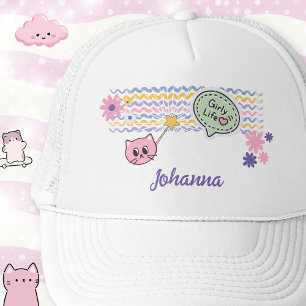 Pastel Cat Girly Life Rainbow Trucker Pet