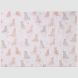 Pastel Cats and Hearts Tissue Paper Tissuepapier