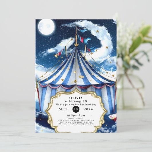 Pastel Celestial Circus Verjaardag Kaart (Staand voorkant)