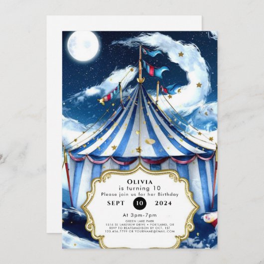 Pastel Celestial Circus Verjaardag Kaart (Voorkant / Achterkant)