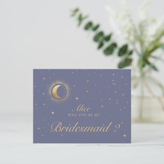 Pastel Celestial Crescent Gold Moon Briefkaart (Staand voorkant)