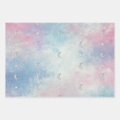 Pastel Celestial Crescent Moon & Star - 3 x Inpakpapier Vel (Voorkant 2)