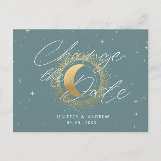 Pastel Celestial Crescent Moon Verander de datum Briefkaart (Voorkant)