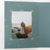 Pastel Celestial Gold Tri-Fold bruiloft uitnodigin Drieluik Uitnodiging (Binnenzijde eerst)