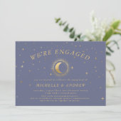 Pastel Celestial Gold Verloving Invitation Kaart (Staand voorkant)