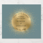 Pastel Celestial Gouden Maan Save The Date Sparkling Wijnetiket (Enkel label)