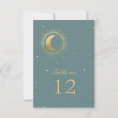Pastel Celestial Gouden Maan Trouwtafel Nummer RSVP Kaartje (Achterkant)