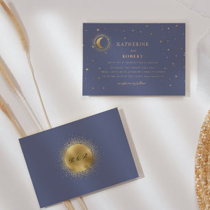 Pastel Celestial Gouden Sterren Bruiloft Uitnodigi Kaart