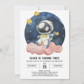 Pastel Celestial Kinderen Astronaut Jongen Verjaar Kaart (Voorkant)