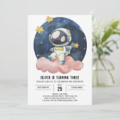 Pastel Celestial Kinderen Astronaut Jongen Verjaar Kaart (Staand voorkant)