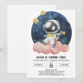 Pastel Celestial Kinderen Astronaut Jongen Verjaar Kaart (Voorkant / Achterkant)