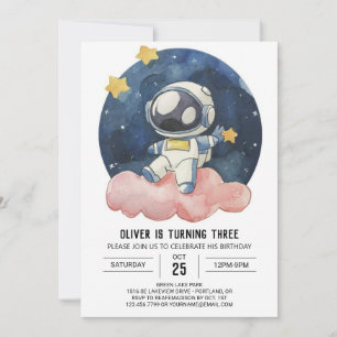 Pastel Celestial Kinderen Astronaut Jongen Verjaar Kaart