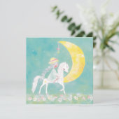 Pastel Celestial Pony and Crescent Moon Feestdagenkaart (Staand voorkant)