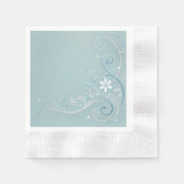 Pastel Cerulean Floral Motief Design Servet