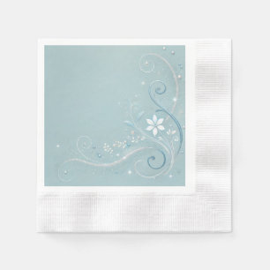 Pastel Cerulean Floral Motief Design Servet
