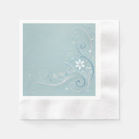Pastel Cerulean Floral Motief Design Servet (Voorkant)
