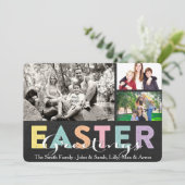 Pastel Chalk-serie Paasgroet drie foto's Feestdagenkaart (Staand voorkant)