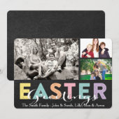 Pastel Chalk-serie Paasgroet drie foto's Feestdagenkaart (Voorkant / Achterkant)