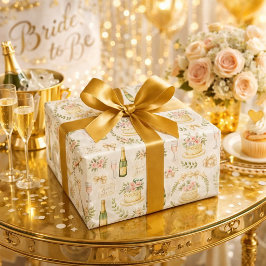 Pastel Champagnestaart Bruiloftsfeest Patroon Cadeaupapier