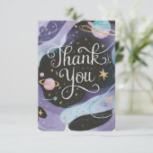 Pastel Charming Stars Celestial Bedankkaart (Staand voorkant)