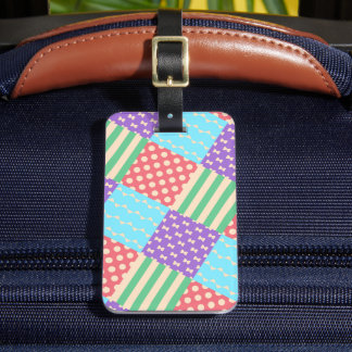 Pastel Checker Streep Boog Polkadot Geometrisch Bagagelabel