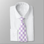 Pastel Checkerboard Controleert Patroonretro Lila Stropdas<br><div class="desc">Koel het gecheckte ontwerp van patroonkettingen. Pastel lila lavendel violet paars en wit kleine cheques aan de ketting van het dambordpatroon.</div>